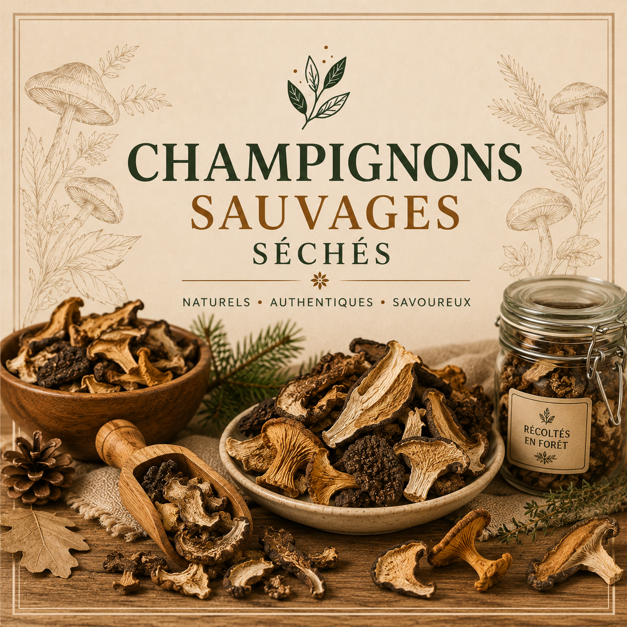 Champignons Sauvages Séchés