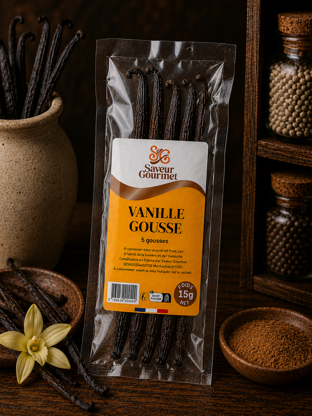 Vanille Bourbon Madagascar 16 cm sachet 2 ou 5 gousses